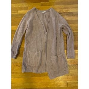Pink fuzzy cozy soft cardigan L Lounge sweater midi Love Tree mauve